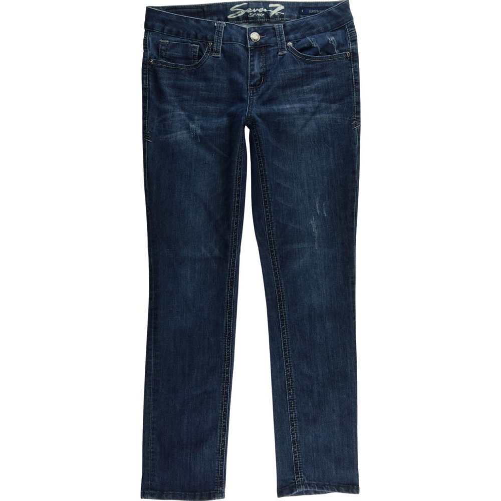 Seven7 Slim Straight Jeans Women's 8 Studded Stretch Low Rise B036